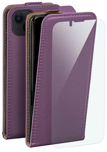 Protection iPhone 13 Mini violet étui clapet cuir avec film moex