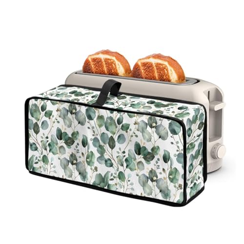 ZDCUSTOM Slim Toaster Dust Cover 2 Slice, Long Slot Toaster Oven Bread Maker Machine Stain Resistant Kitchen Small Appliance Cover Green Sage Leaf