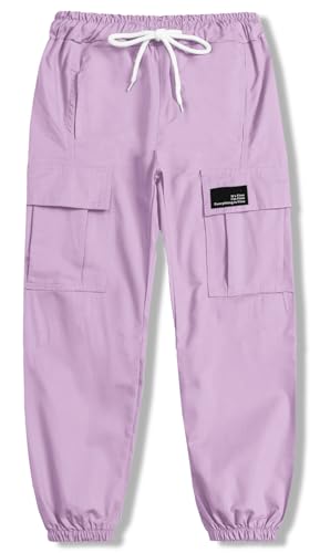 Image of Cromoncent Girls&Womens Cargo Pants Elastic Waist Lightweight Outdoor Jogger Pants, 6 Years - XX-Large
