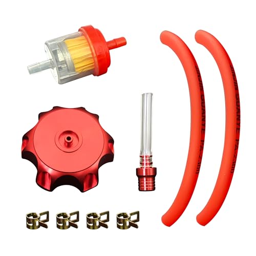 Image of Dirt Bike Gas Tank 3.5L with Aluminum Gas Cap, Fuel Filter, Petcock, for Honda CRF50, Kayo TS90, Pitster Pro XJR110, SSR 70cc, SSR 110, SSR 125 and 50cc-125cc Chinese Pit Bike Parts (Red Cap)
