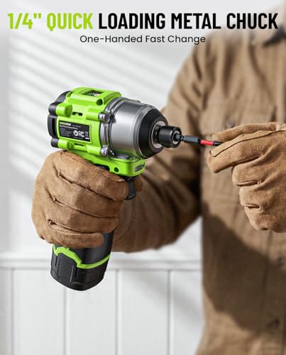 Robustrue 16.8V Max Brushless Impact Driver Kit, 1416 In-lbs Torque, 1/4" Hex Cordless Impact Drill with 2x 2000mAh Batteries, 4100 Max BPM, Power Tool Set for Home Improvement, DIY & Light Automotive — view 6