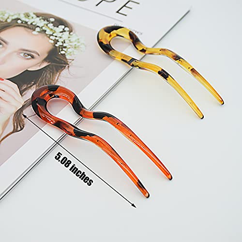 Borsun 4 Pack French Twist Stick Hair Fork Sticks For Long Hair,U Shaped Hair Pins For Buns, Large Wavy Hair Stick For Women And Girls #TOP1