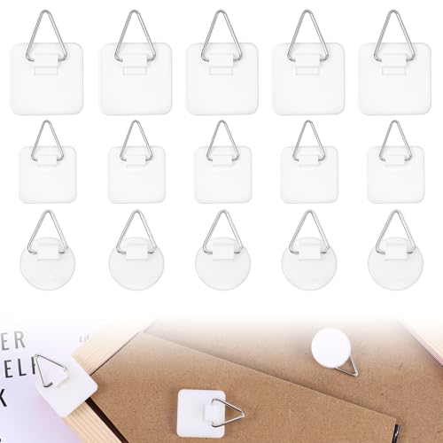 15 Pack Plate Hangers for Wall, Invisible Adhesive Picture Hangers
