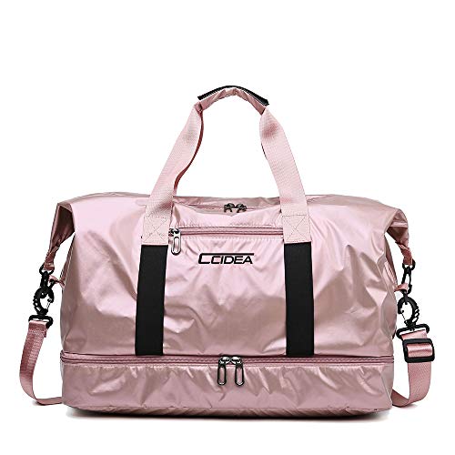 Travel Bags For Women and Men,Waterproof Sports Duffel Bag Outdoor Gym Bag,The Weekend bag with Shoes Compartment and Wet Pocket Suitable for Overnight Vacation-Pink