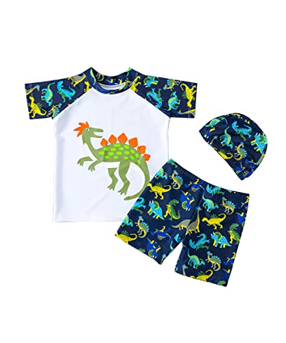 TODREMOU Badeshorts Jungen & Schwimmshirt Set 2-10 Jahre - Uv-Schutz Bade-Set Badehose für Jungen 2-10 Jahre