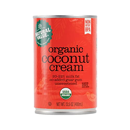 Natural Value Organic Coconut Cream- 20-22% Milk Fat,13.5 Oz (Pack Of 6) No Added Guar Gum, Unsweetened, Gluten Free, Keto Friendly, Fair Trade, Vegan, Kosher, No Monkeys Used In Harvesting #TOP5