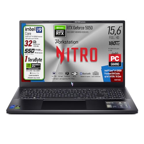 Notebook Gaming Nitro, Intel Core i9-13900H, RAM 32GB, SSD 1Tb PCI Nvme, 15.6" FHD IPS 180Hz, NVIDIA GeForce RTX 5050 8GB GDDR7,Wi-Fi 6E, Thunderbolt 4.0, Win 11Pro, Ready to use - Notebook - Immagine 3