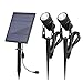 WARM WHITE - ALUMINUM Lamp - Robust Spotlights (Set of 2)//HUGE 3W Solar Panel//2500mAh Li Battery//2X16 Ft Cable//POWER ADJUSTABLE (Each 150~50 Lumen)//DUSK to DAWN even in Winter @ L Mode