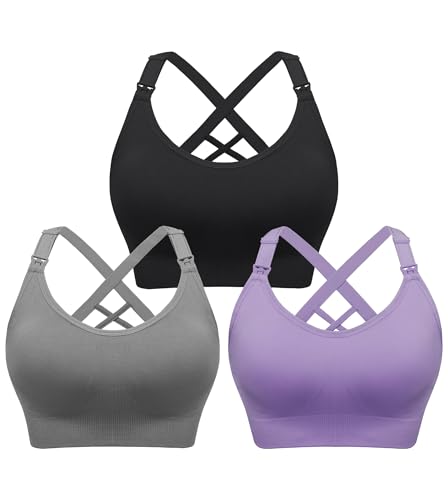 Image of Angelhood Nursing Bras for Breastfeeding, Seamless Nursing Sports Bra Support Yoga Maternity Bras Pregnancy Sleep Bralette