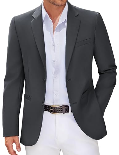 COOFANDY Men's Suit Coat Slim Fit Fashion Wedding Travel Holiday Blazer Jackets Dark Grey
