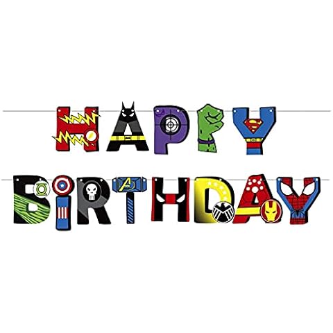 Super Hero Birthday Banner Party Decoration - Comic Superhero Happy Birthday Supplies Decor for Kids Parties Boys Girls Cover