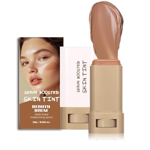 Serum-Boosted Beauty Balm & Skin Tint Stick - Solid Tinted Moisturizing Serum for Natural Finish Makeup, Full Coverage, Silky Texture (#6, 1Pc)