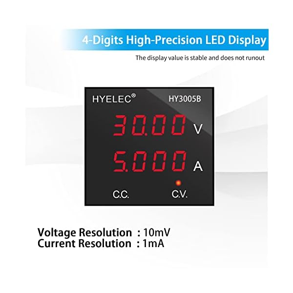 DC-Power-Supply-Variable-Hyelec-30V-5A-Adjustable-Switching-Regulated-DC-Bench-Power-Supply-with-4-Digits-LED-Display-Data-HoldCoarse-and-Fine-Adjustment-with-110V-Alligator-Leads DC-Power-Supply-Variable-Hyelec-30V-5A-Adjustable-Switching-Regulated-DC-Bench-Power-Supply-with-4-Digits-LED-Display-Data-HoldCoarse-and-Fine-Adjustment-with-110V-Alligator-Leads