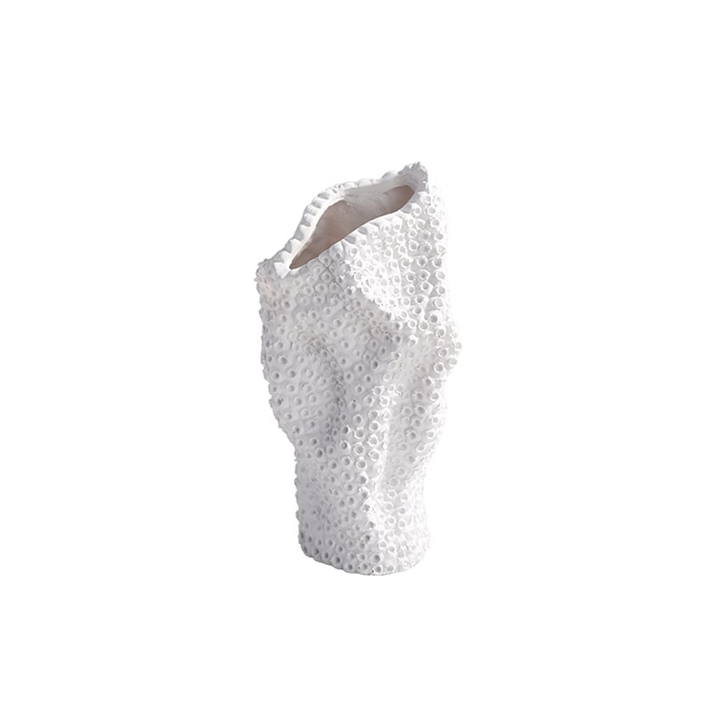 Vase salon blanc 32cm objet décoration meuble TV entrée fleur art moderne