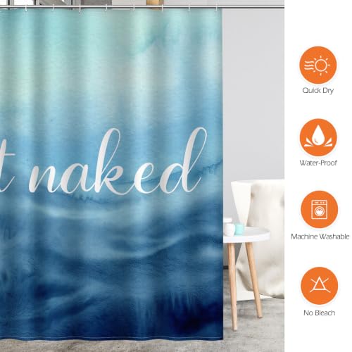 Image of Aimego Get Naked Shower Curtain Gradual Tie Dye Blue Ombre Funny Art Font Theme Shower Curtain Set with 12 Hooks for Bathroom Decor Accessories Bathtub Curtain, 72 inchx72 inch