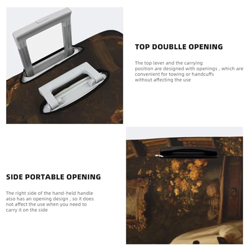 Cute Ghost Reading Bookshelves Cat Elastic Travel Luggage Covers Dustproof Scratch-Resistant Suitcase Protector Fit 22-24 Inch3