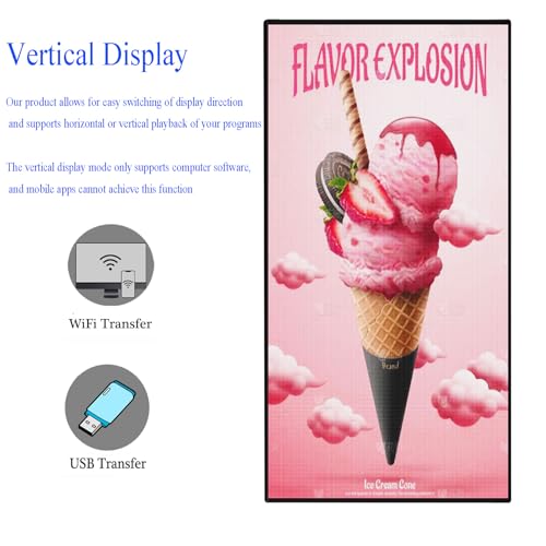 Image of P5 Outdoor 65 inchx34 inch LED Sign Programmable Digital Board -High-Res Scrolling Display, USB and WiFi Control, Custom Images & Video for Business