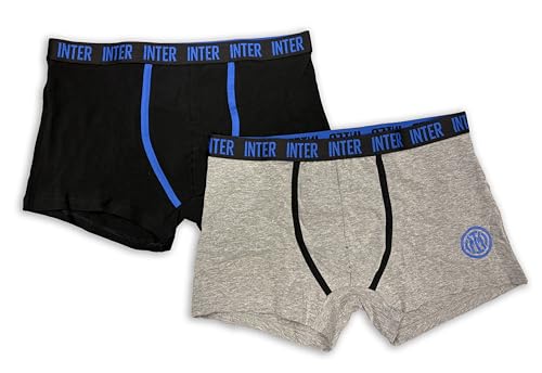 hermet Calzoncillos Tipo bóxer para Hombre del Inter - Paquete de 2 Unidades, Negro y Gris, Calzoncillos para Adulto, algodón elástico, Producto Oficial, Negro/Azul Claro, L