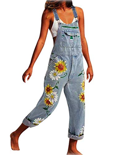 Jumpsuit pantalon denim femme avec imprimé floral casual moderne
