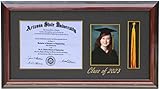 3art 6x8 H-Diploma, with Tassel and 5x7 Picture Frame. Brandy/Black (Customizable)