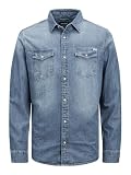 JACK & JONES S JJESHERIDAN Shirt L/S Camicia in Jeans, Blu (Medium Blue Denim Fit:Slim), L...