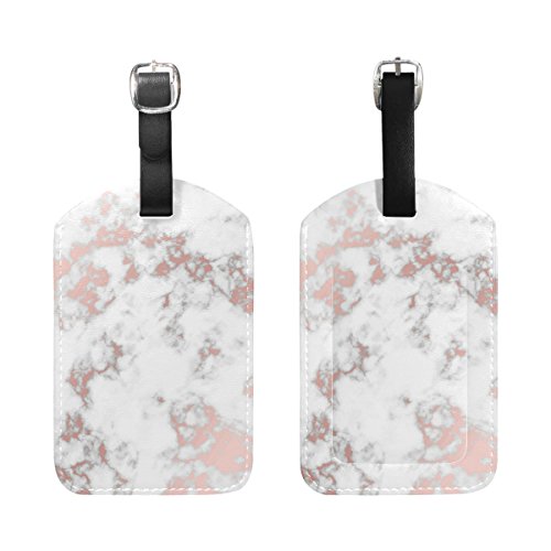 image for ALAZA Cooper girl Rose Gold Marble Luggage Tag Travel ID Label Leather