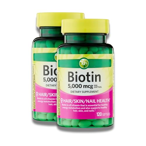 Image of KP+ Biotin 5,000 mcg | Hair, Skin & Nail Health | Gluten Free | 120 Softgels | Pack of 2
