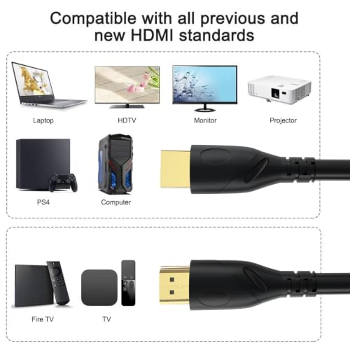 4K HDMI Cable 50ft Ultra High Speed HDMI 2.0 Cables 18gbps Gold Plated Connector Ethernet Audio Return Video 4K 60Hz/2K 30Hz FullHD1080p 3D for Xbox Arc Laptop PS3 PS4 PS9 PC HDTV etc