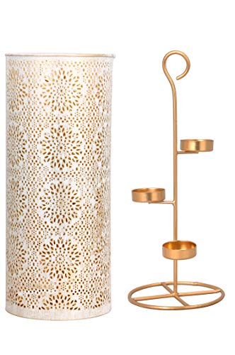 Orientalisches Windlicht Laterne orientalisch Amelle 30cm Groß Gold | Orientalische Vintage Teelichthalter Weiß und… – Bild 3