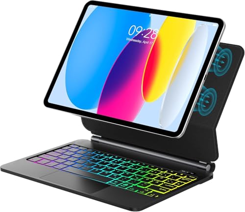 iPad 第11世代 (A16) / iPad 第10世代 キーボードケース マジックキーボード 磁気吸着 フローティングデザイン トラックパッド搭載 7色バックライト オートスリープ マルチタッチ対応