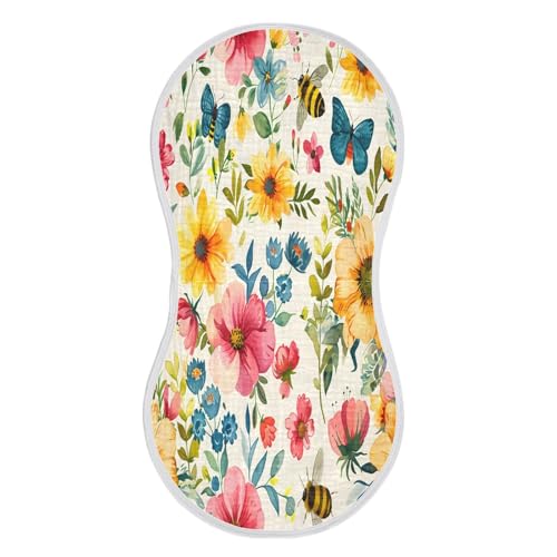 Kigai Colorful Flowers Baby Burp Cloths Extra Soft and Absorbent Burping Rags Cotton Burping Clothes Baby Washcloths for Newborn Boys Girls - 1 Pack2
