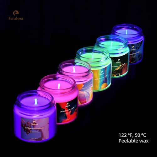 50 °C (122 °F) UV-fluoreszierende Sojawachskerzen mit niedriger Temperatur und niedriger Wärme, Wachsspiel für Partys, unparfümiert, 5 oz(Gelb)