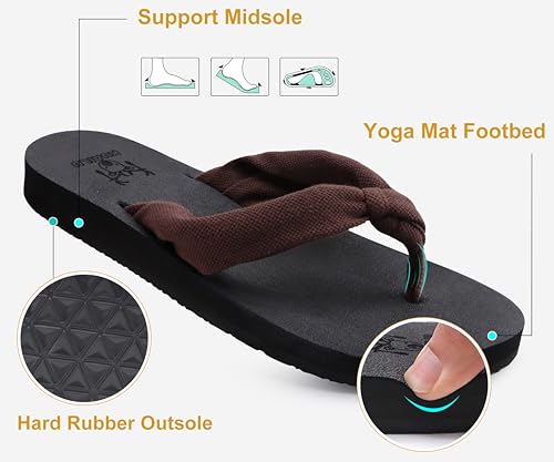 Image of KuaiLu Flip Flops for Women with Arch Support Summer Beach Thong Sandals | Comfortable Yoga Mat Walking Shoes Cushion Slip On Casual Outfits Indoor Outdoor