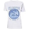 Led Zeppelin T Shirt Tour 1975 Blue Wash Band Logo Official Mens White XXL #3