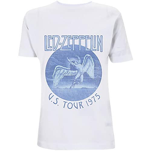 Rock Off Led Zeppelin Tour '75 Blue Wash Oficial Camiseta para Hombre (Small)