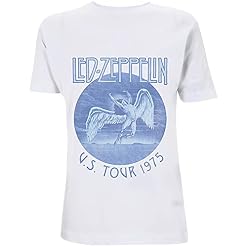 LED Zeppelin Tour ’75 Blue Wash Officiel T-Shirt Hommes Unisexe - Les Beatles, Paul McCartney, John Lennon, RIngo Starr, George Harrison