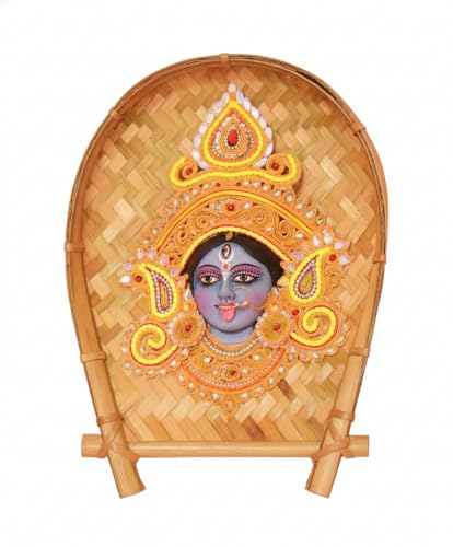 Bengal Handicrafts & Handlooms Handmade Maa Kali Wall Hanging Idol | Terracotta & Shola Art on Bamboo Kulo | Traditional Bengali Hindu Home & Temple Decor | 14×10 Inch (Orange) Bengal Handicrafts & Handlooms Handmade Maa Kali Wall Hanging Idol | Terracotta & Shola Art on Bamboo Kulo | Traditional Bengali Hindu Home & Temple Decor | 14×10 Inch (Orange)
