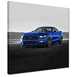  Tableau imprimé sur toile Art mural Décor 30 x 30 cm Bleu Ford Mustang N° H8578M_PC1AI