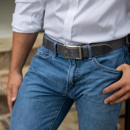 Titanium Work Belt - USA Made Genuine Full Grain Leather with Certified Nickel Free Titanium Buckle