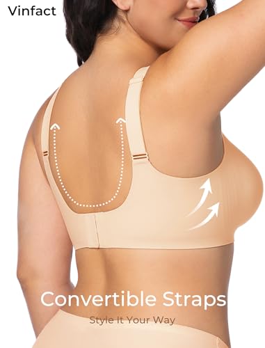 Image of Vinfact Womens V Lace Wireless Seamless Bras No Underwire Comfort Push Up Bras Supportive Full Coverage Bralettes T Shirt Bra