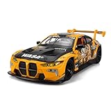 HTLNUZD 1/24 M4GT3 Voiture de course en alliage moulé sous pression avec lumière pour BMW M4GT3 Caractéristiques Ldeal Décoration Adulte Cadeau Hobby (M4 GT3 jaune)