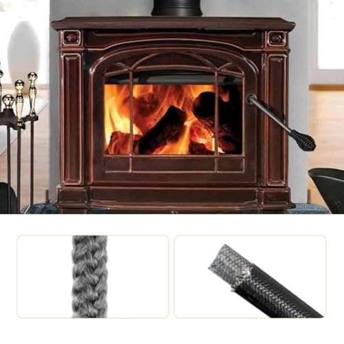 Norhogo Geflochtene Dichtung für Kamineinsatz und Ofen, 8 mm x 3 m Glasfaserdichtung mit 4 Streifen, feuerfeste Dichtung, Dichtung für Kamineinsatz für Holzofen, Kamin, Wärme