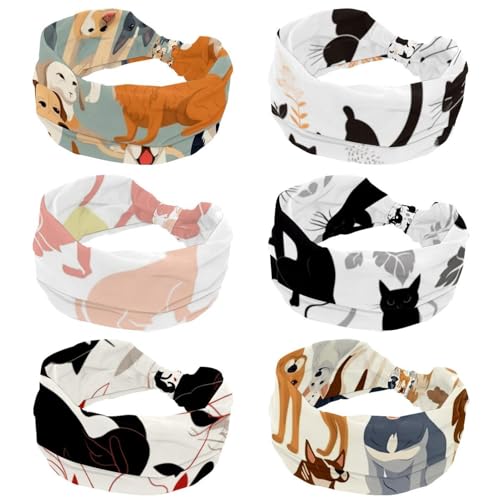 Bandeau antidérapant femme motif chats pour stopper les cheveux rebelles dans les yeux