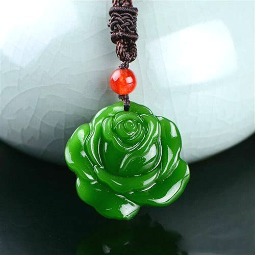 Colgante de jade natural amuleto de conexión espiritual tallado rosa 2