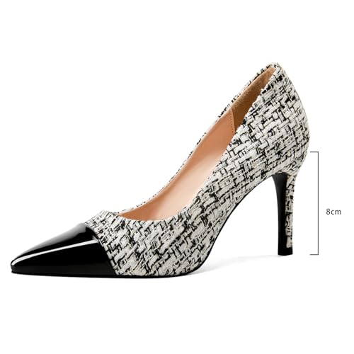 Elegant Closed Toe High Heels Women Pumps Fashion Leather Upper Low Heel Fabric Material Pink Heels 8CM Dress Shoes3