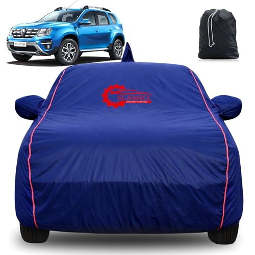 Image of 100% Waterproof Car Cover for Renault's Duster | All-Weather, Dustproof & UV Protection | Heavy-Duty 3-Layer Fabric | Custom Fit with Mirror & Antenna Pocket | Navy Blue