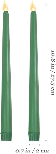 Miniatura 3 de Angoily 6 velas LED cónicas verdes que funcionan con pilas, luces LED sin llama parpadeantes para suministros de altar