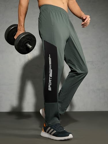 Image of TECHNOSPORT Men Colorblock Slim Fit Sports Trackpants TS Flexi Polyester Mid Rise Drawstring Track Pant for Men Pockets Gym Workout Running Joggers Casual Quick Dry