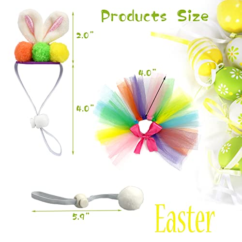 Vehomy Easter Bearded Dragon Rabbit Outfit for Lizards - Bearded Dragon Bunny Ears Headband Hat Rabbit Tail Tutu Skirt Easter Lizard Costume for Small Pets