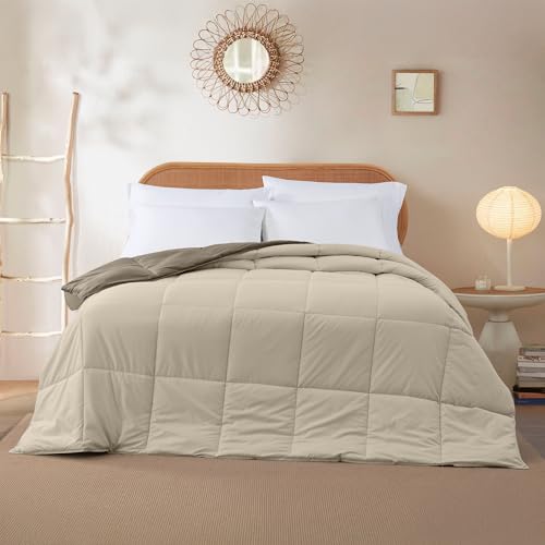 Image of Modern Threads Down Alternative Reversible Comforter Taupe /Champagne Queen